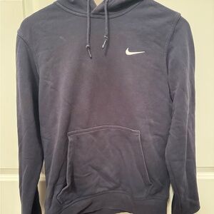 Nike Men's Dark Blue Hoodie with White Logo